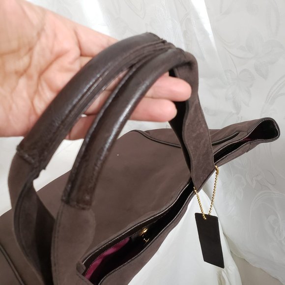 Mambo Women's Brown Suede Leather Tote Shoulder Bag - Picture 6 of 8